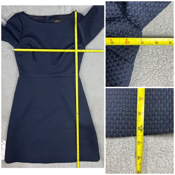 J Crew Sheath Dress Women 4 Navy Blue Work Portfolio Office Matelasse Workwear - Picture 12 of 12